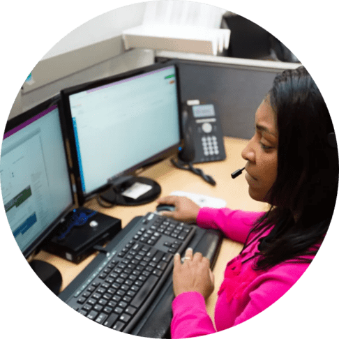 Woman working on a computer