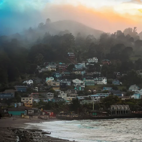 A neighborhood on the beach in Pacifica, California.