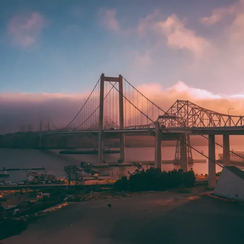 A bridge against a moody background in Solano, California.